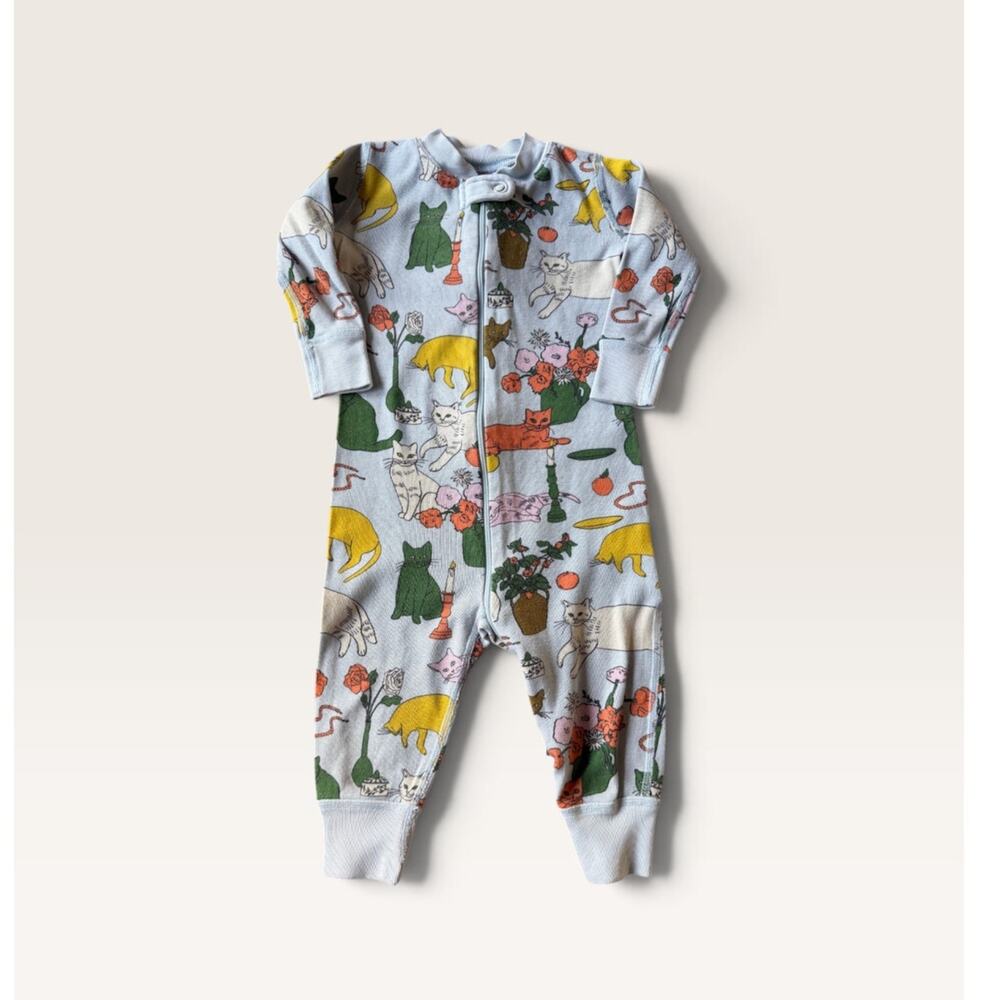 Hanna Andersson x BAGGU Cat Print Zip Sleeper Organic Cotton Baby 12-18M 75cm